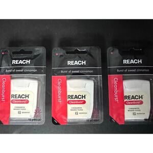 3 PACK Reach Waxed Dental Floss Cleanburst Cinnamon 55 Yards each pack